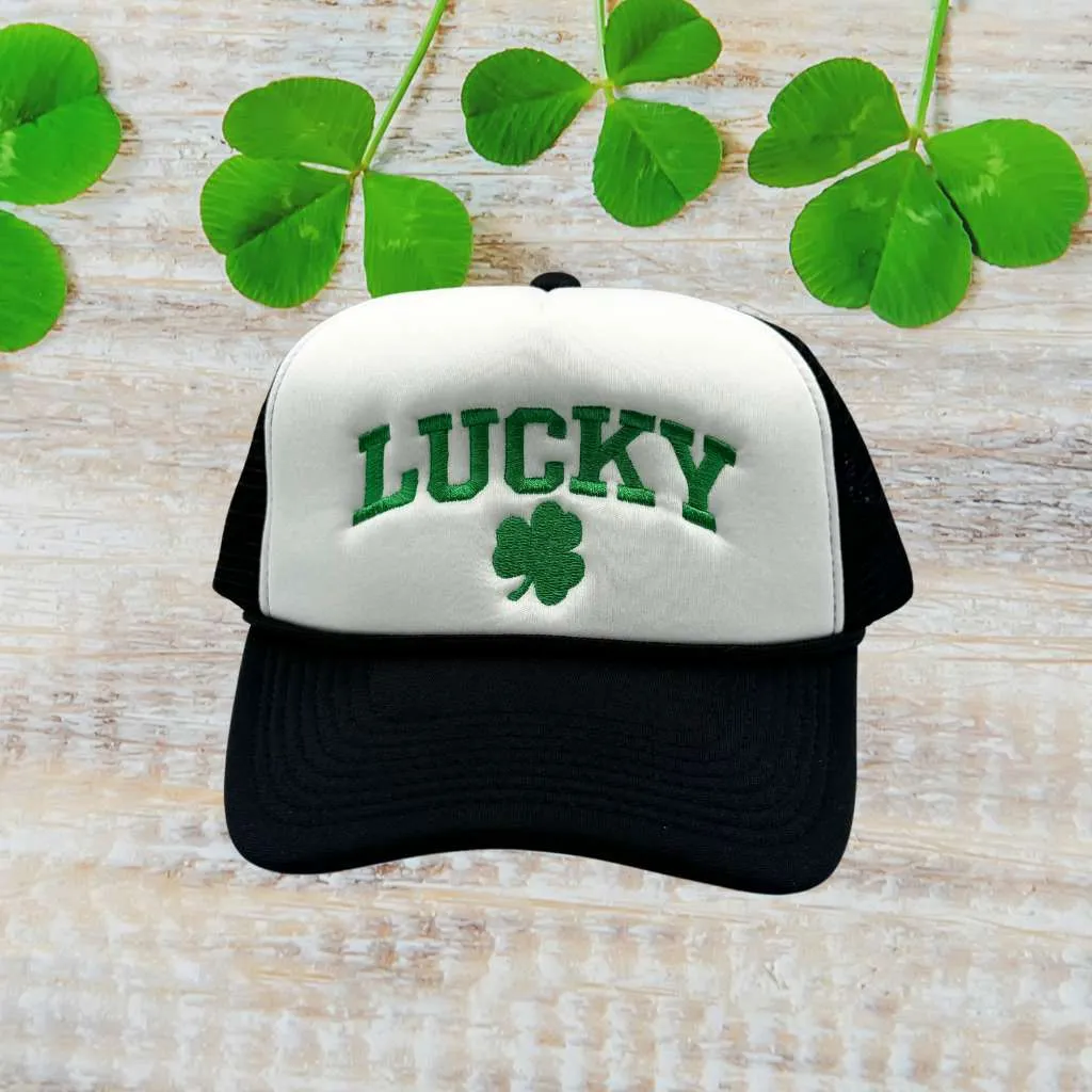 Lucky Four Leaf Clover Trucker Hat - St Patricks Trucker Hats