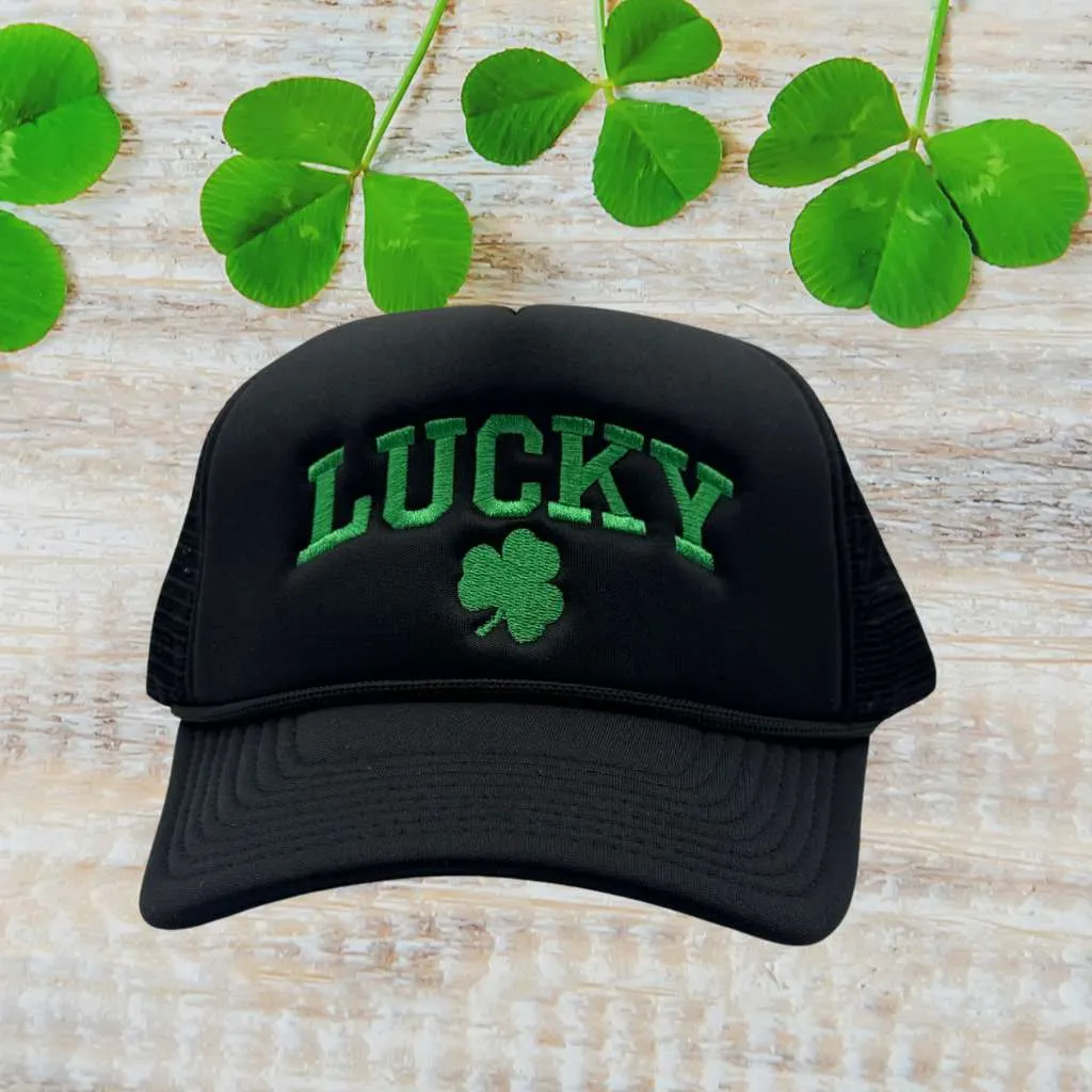 Lucky Four Leaf Clover Trucker Hat - St Patricks Trucker Hats