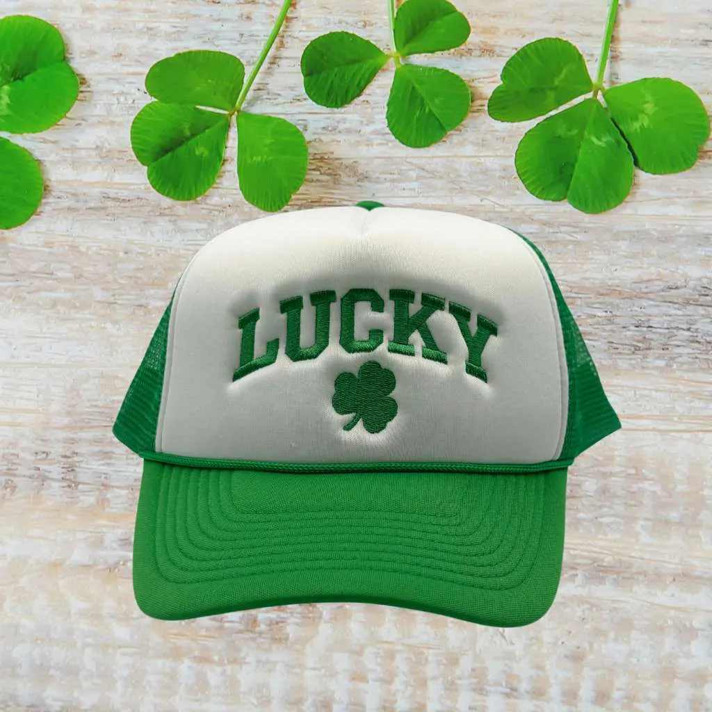 Lucky Four Leaf Clover Trucker Hat - St Patricks Trucker Hats