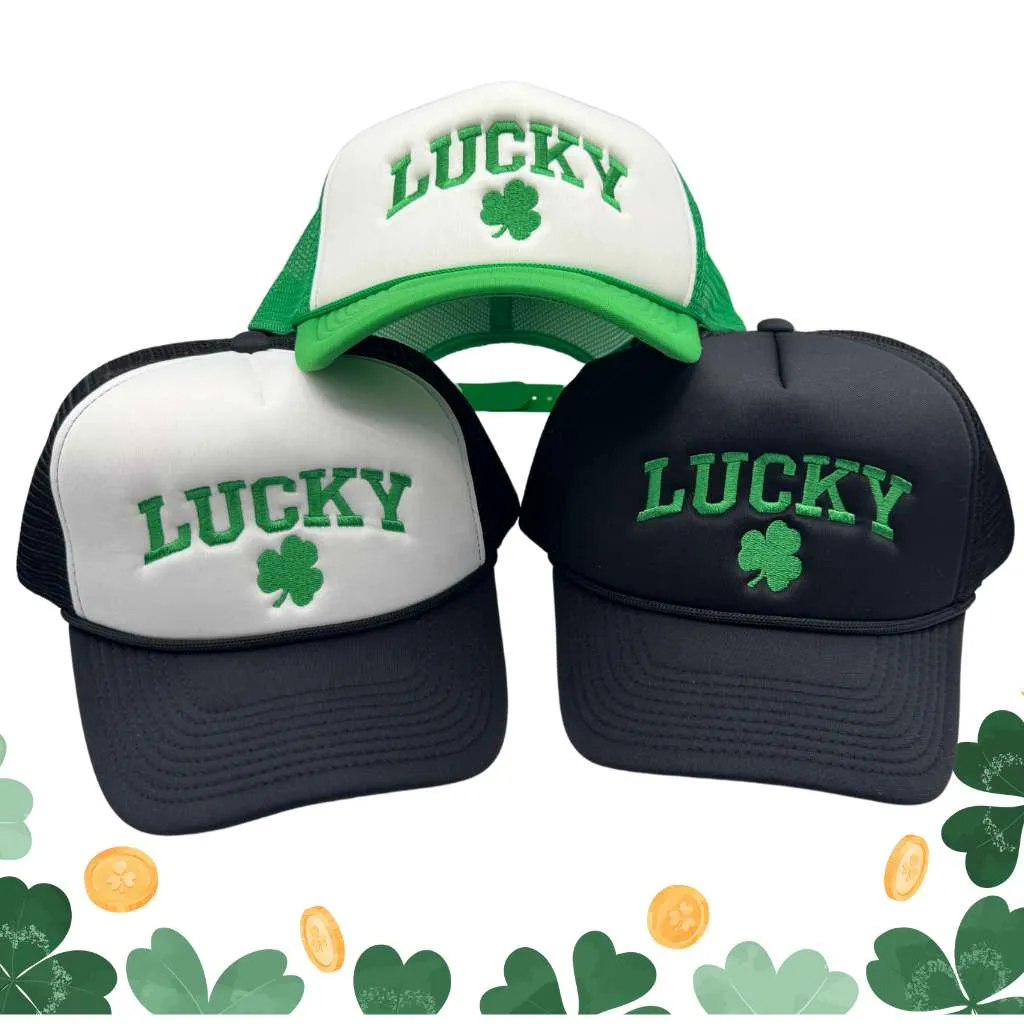 Lucky Four Leaf Clover Trucker Hat - St Patricks Trucker Hats