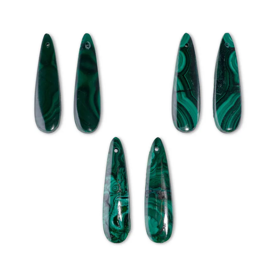 Malachite 12x46mm Drop Pair - Pendant