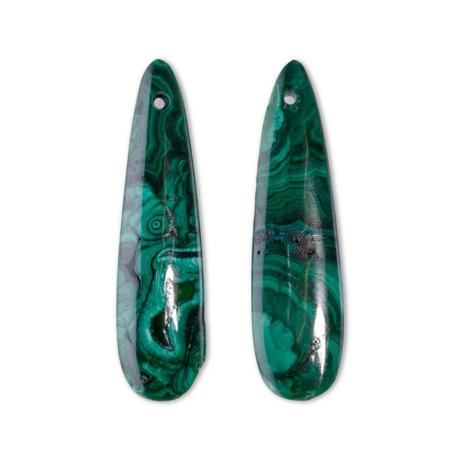 Malachite 12x46mm Drop Pair - Pendant