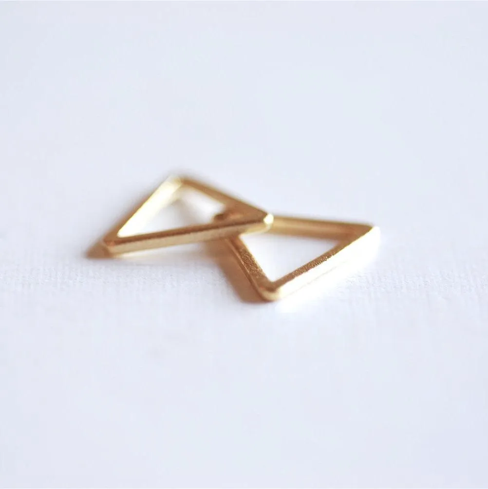 Matte Vermeil Gold Open Triangle Connector Charm- 18k gold over Sterling Silver Triangle Charm, Chevron, Arrow, Geometric Triangle