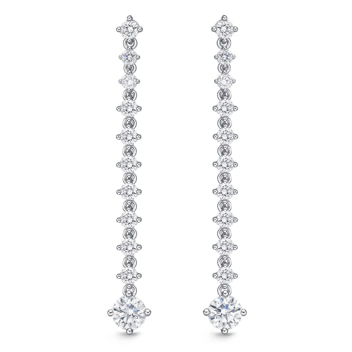 Memoire 18k White Gold Diamond Line Lila Drop Diamond Earrings