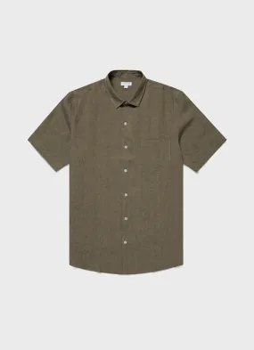 Men's Short Sleeve Linen Shirt in Khaki