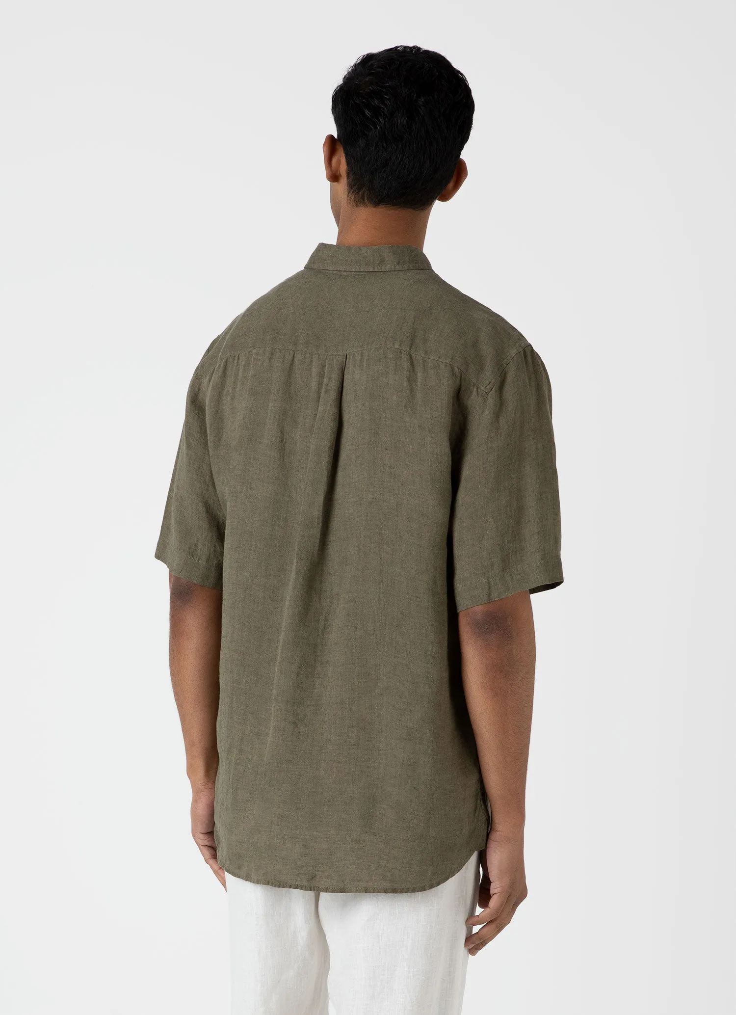 Men's Short Sleeve Linen Shirt in Khaki