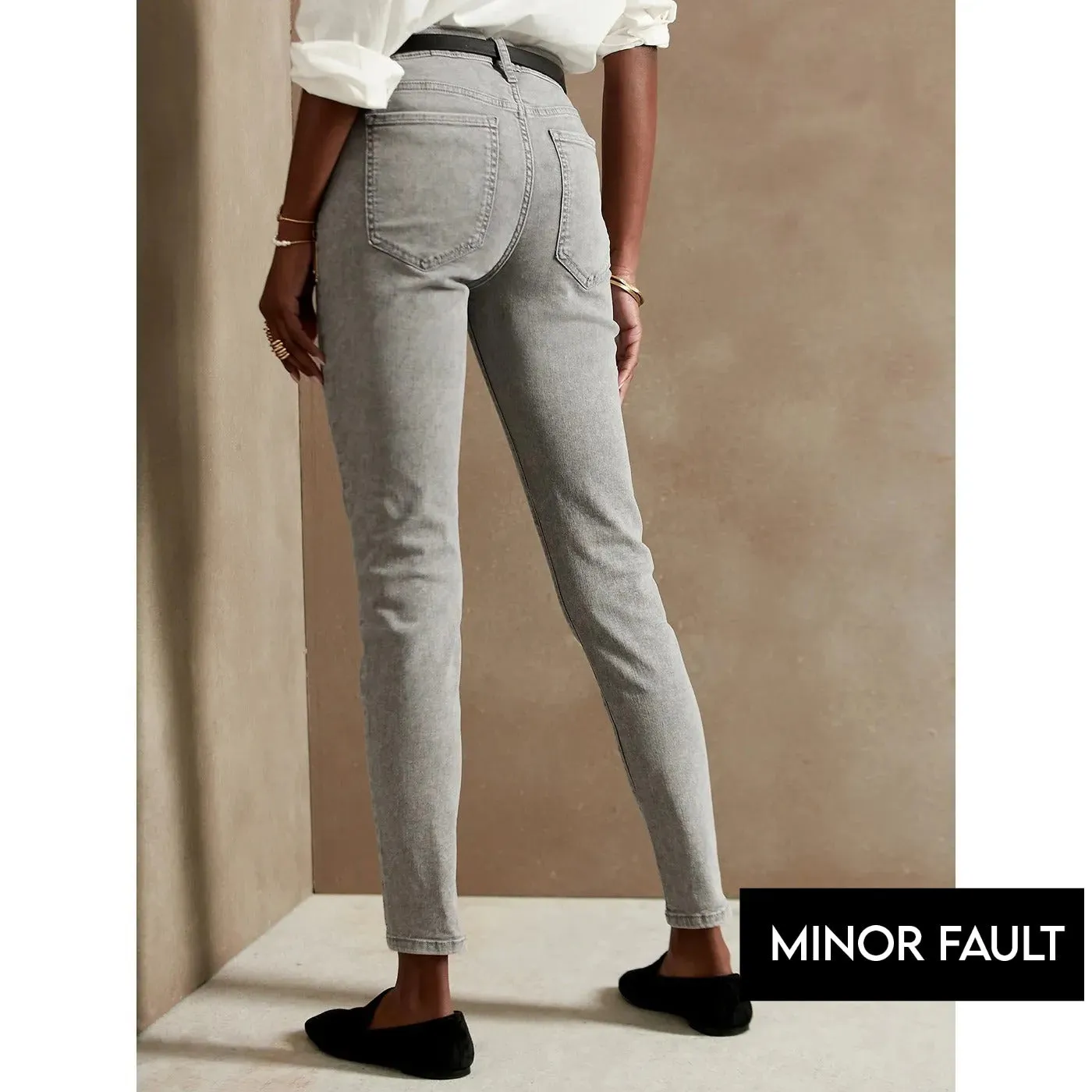 (Minor Fault) Mid Rise Grey Wash Skinny Jeans