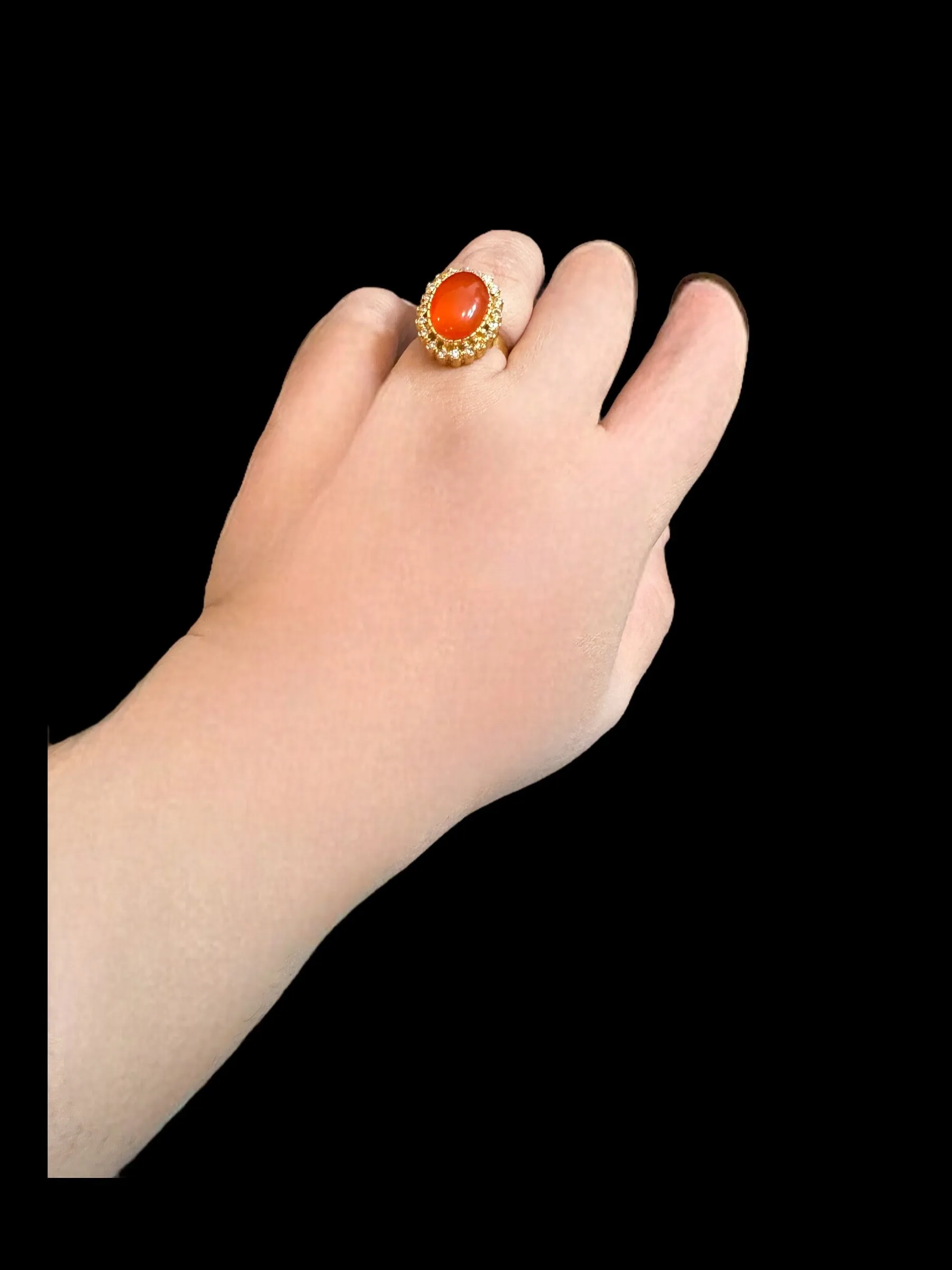 Natural aqeeq / orange agate ring ( READY TO SHIP )