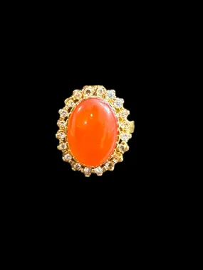 Natural aqeeq / orange agate ring ( READY TO SHIP )