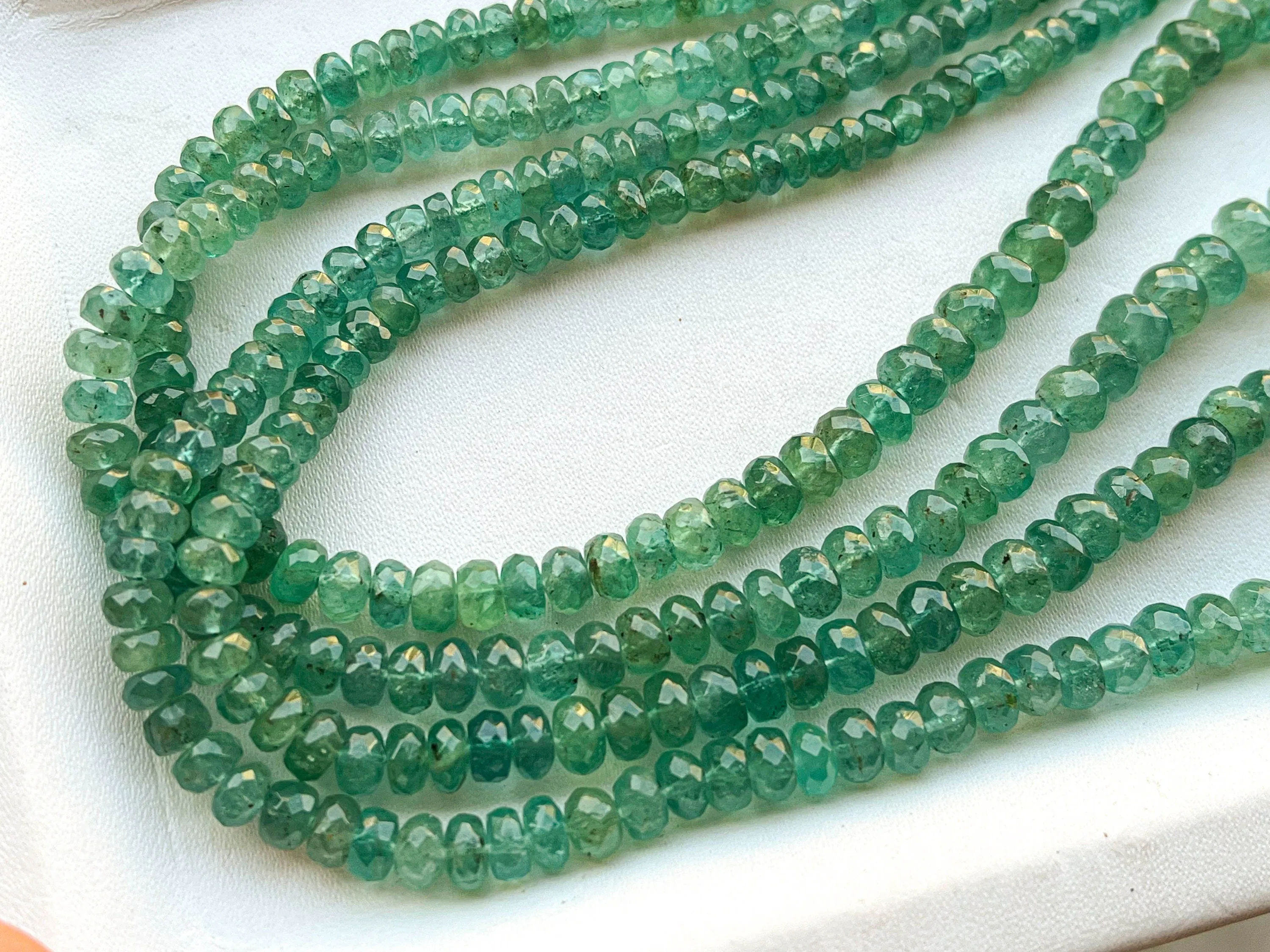 Natural Zambian Emerald Faceted Rondelle Beads