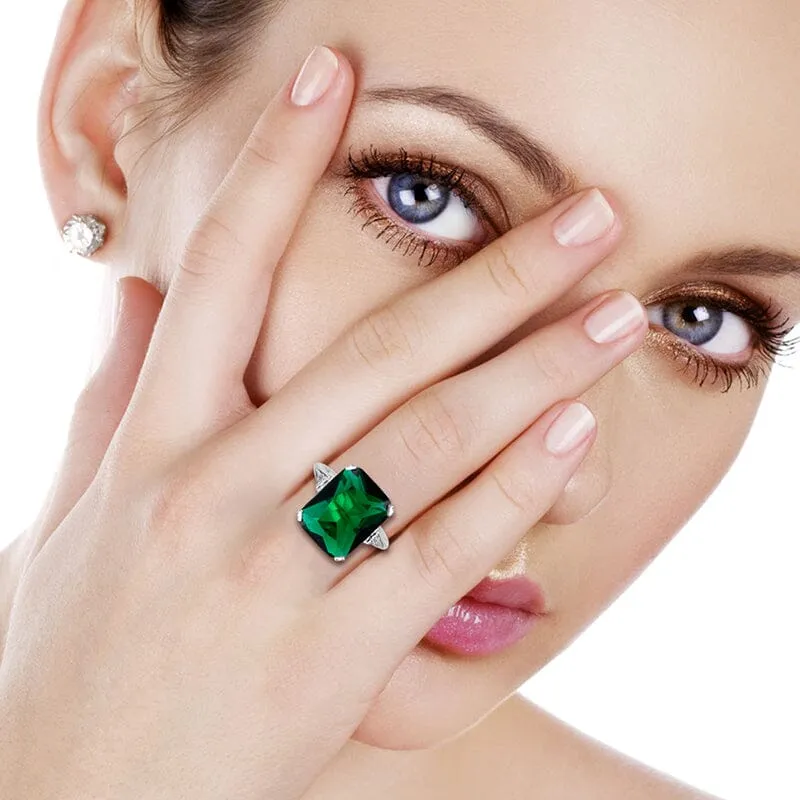 New Geometry Vintage Emerald Ring - 925 Sterling Silver