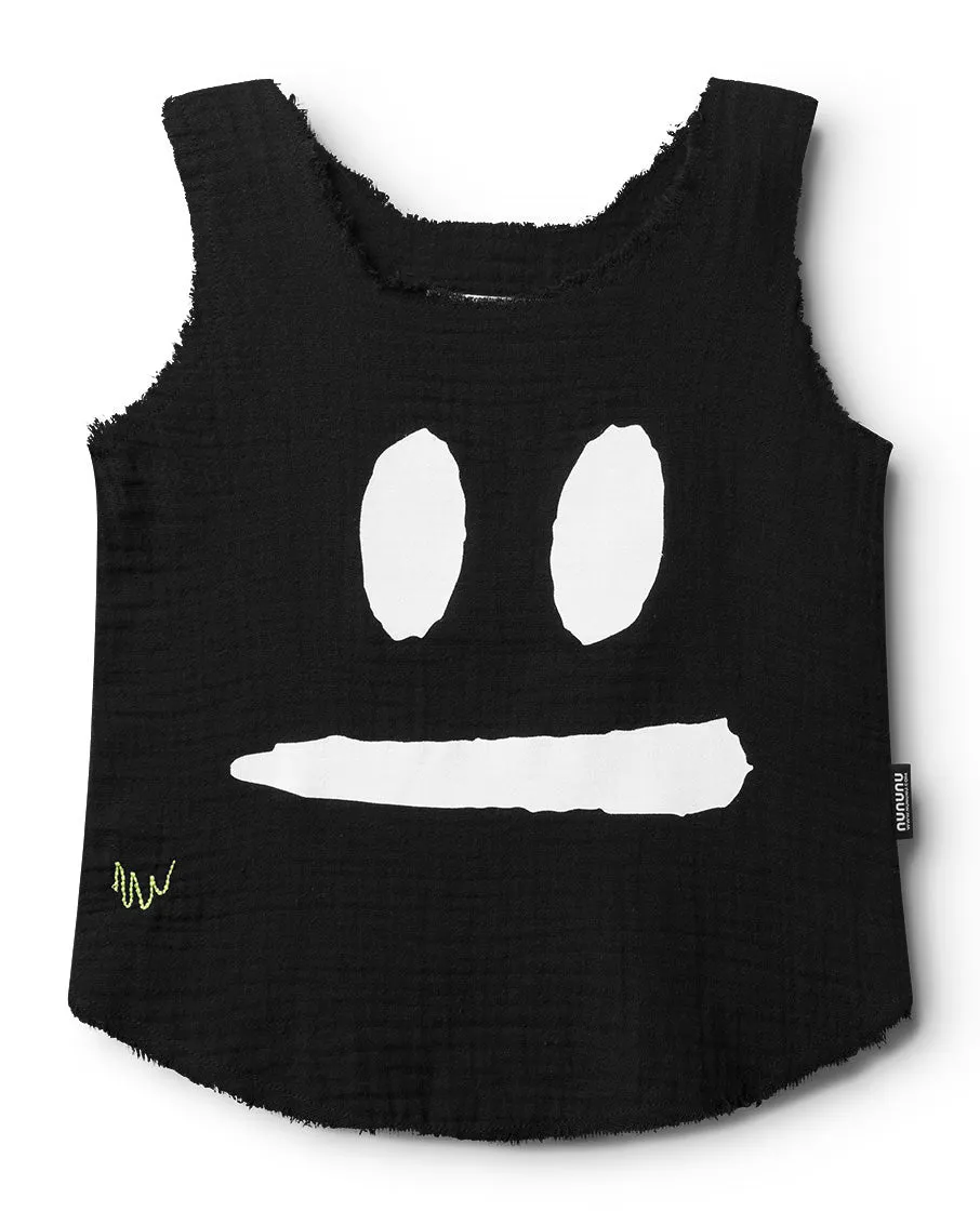 NUNUNU SS24 SMIRK MUSLIN TANK TOP in Black