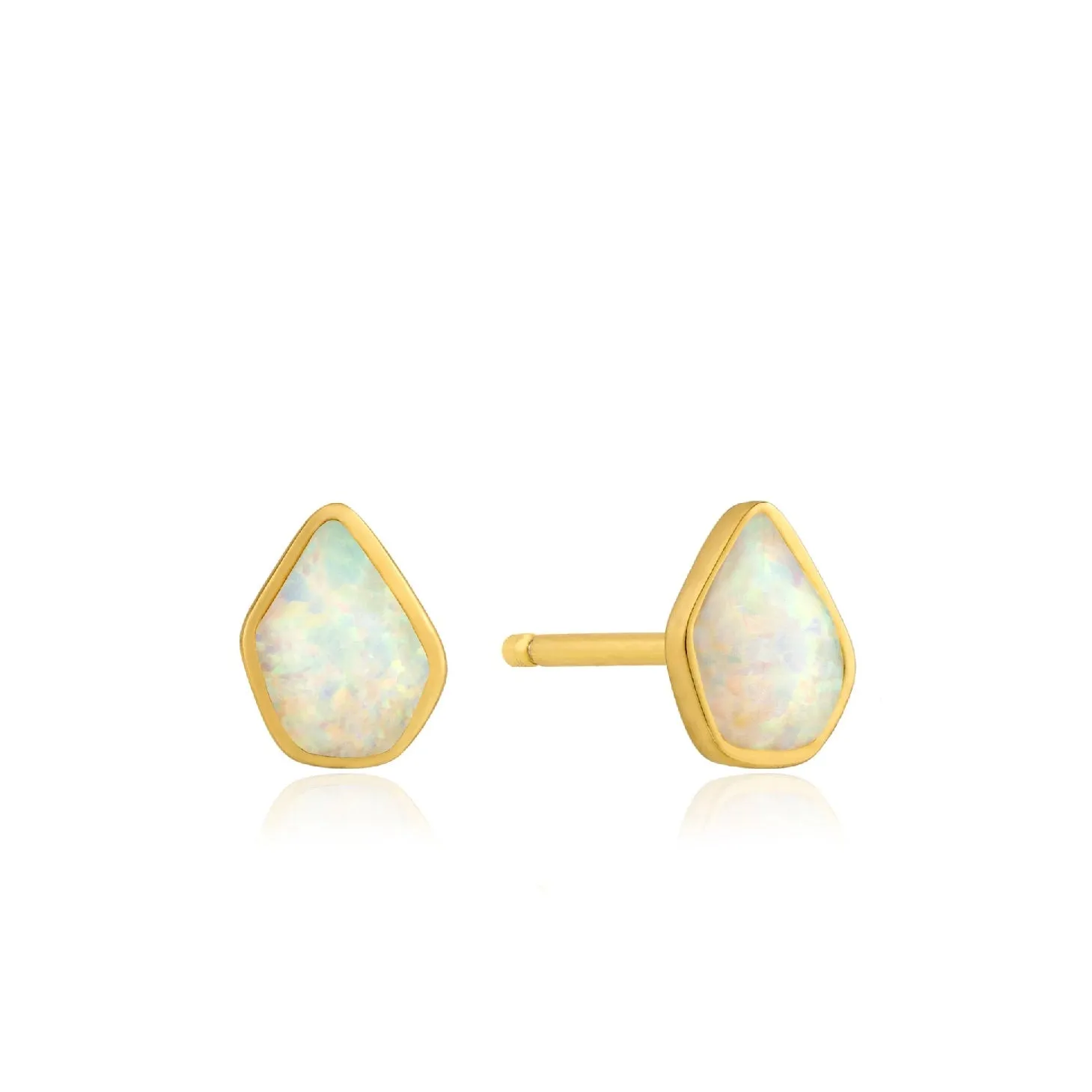 Opal Color Stud Earrings - Gold