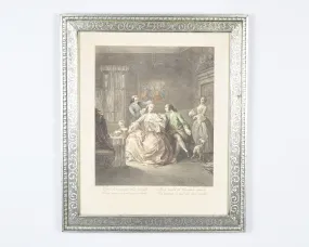 Ornate Silver Framed La Beauty Charles Joseph Flipart 1721 - 1797 Hairdressing Barber Printing Xixth-Hand Colored Engraving-Gift for Art Collector