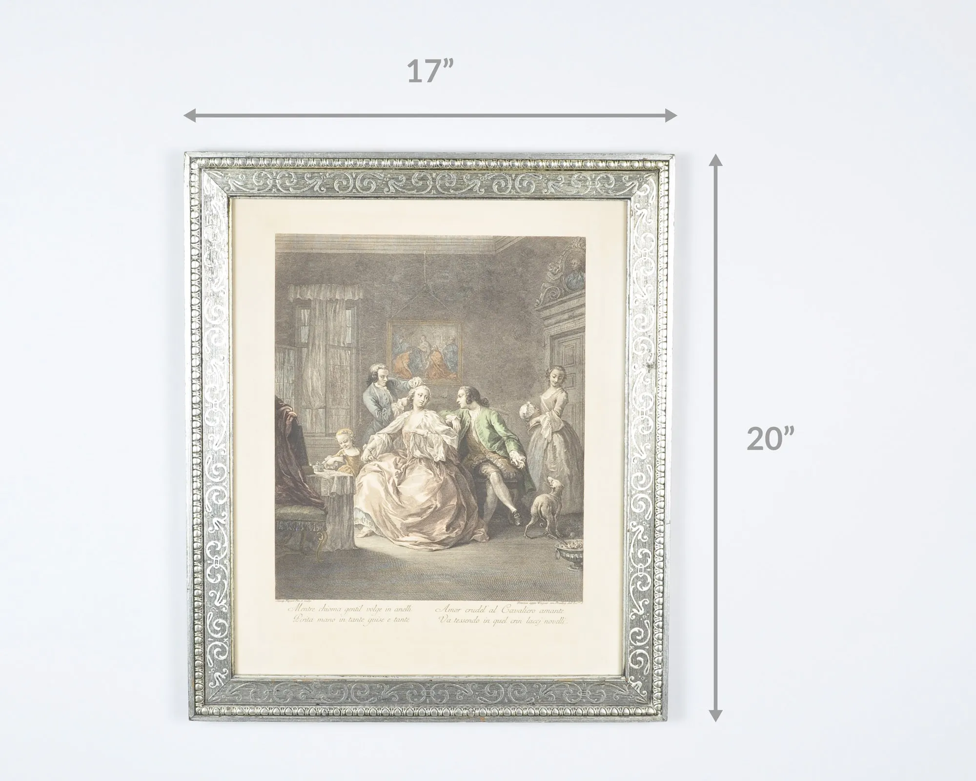 Ornate Silver Framed La Beauty Charles Joseph Flipart 1721 - 1797 Hairdressing Barber Printing Xixth-Hand Colored Engraving-Gift for Art Collector