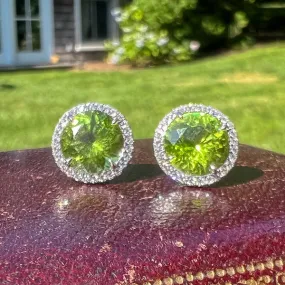 Peridot & Diamond Stud Earrings