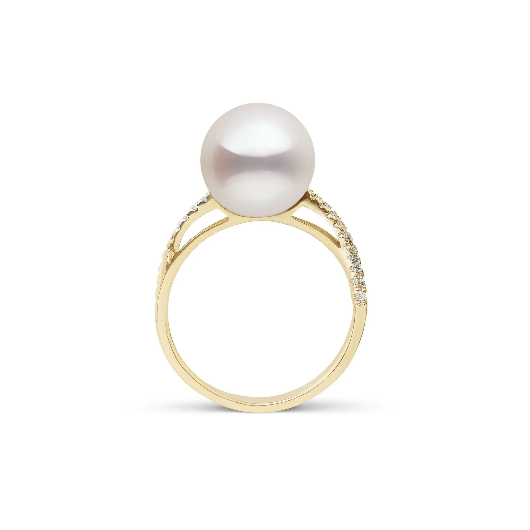 Pirouette Collection 10.0-11.0 mm White Freshadama Pearl and Diamond Ring