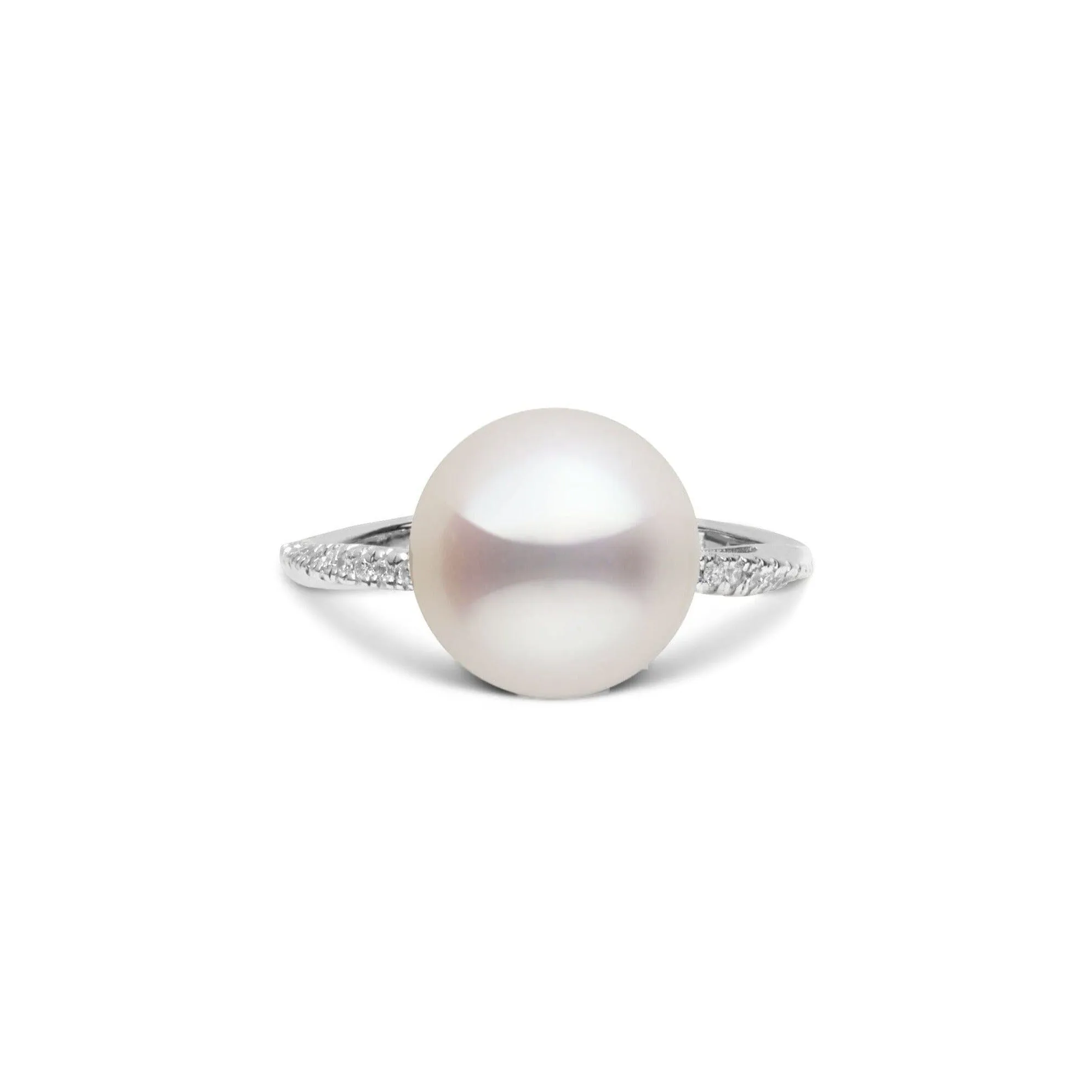 Pirouette Collection 10.0-11.0 mm White Freshadama Pearl and Diamond Ring