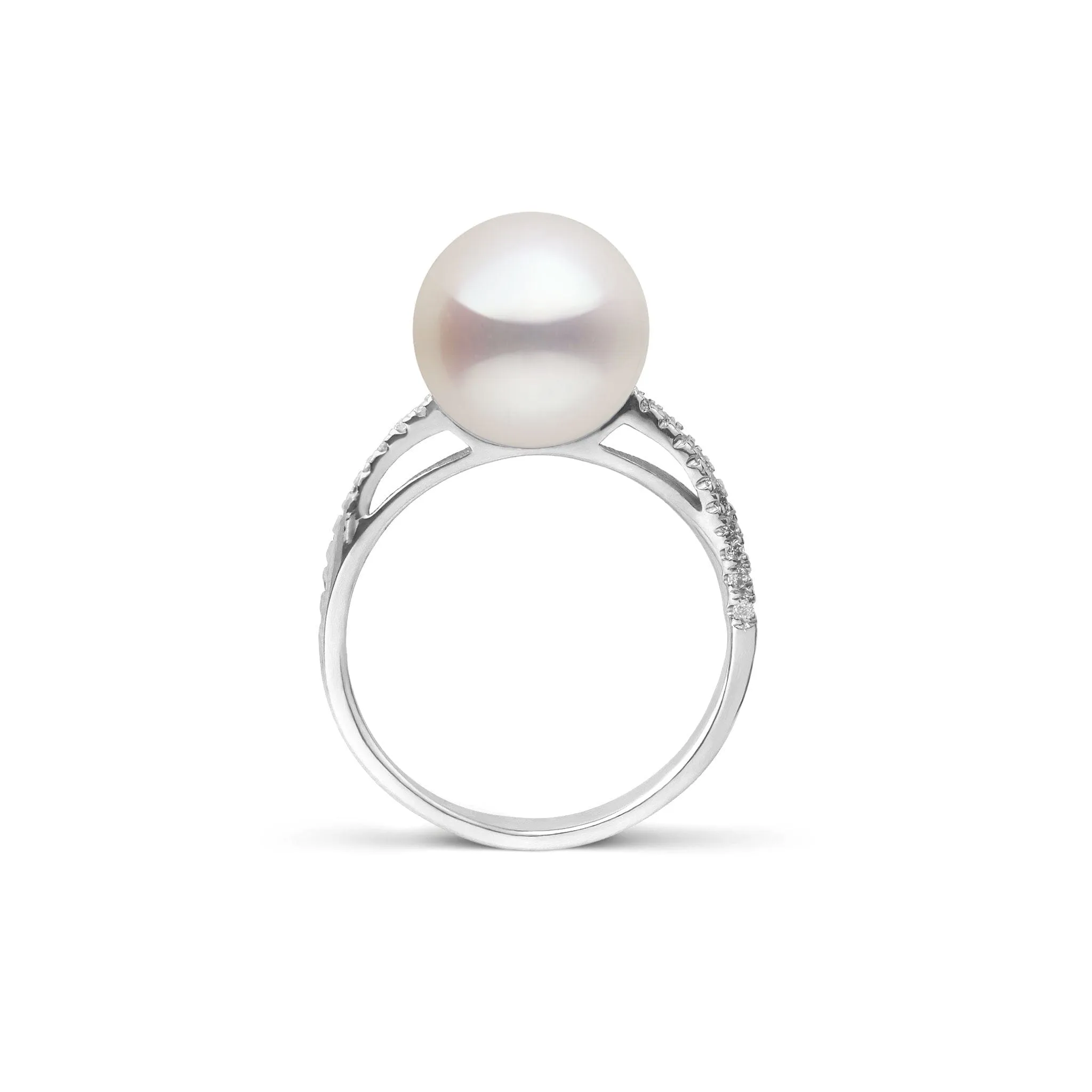 Pirouette Collection 10.0-11.0 mm White Freshadama Pearl and Diamond Ring