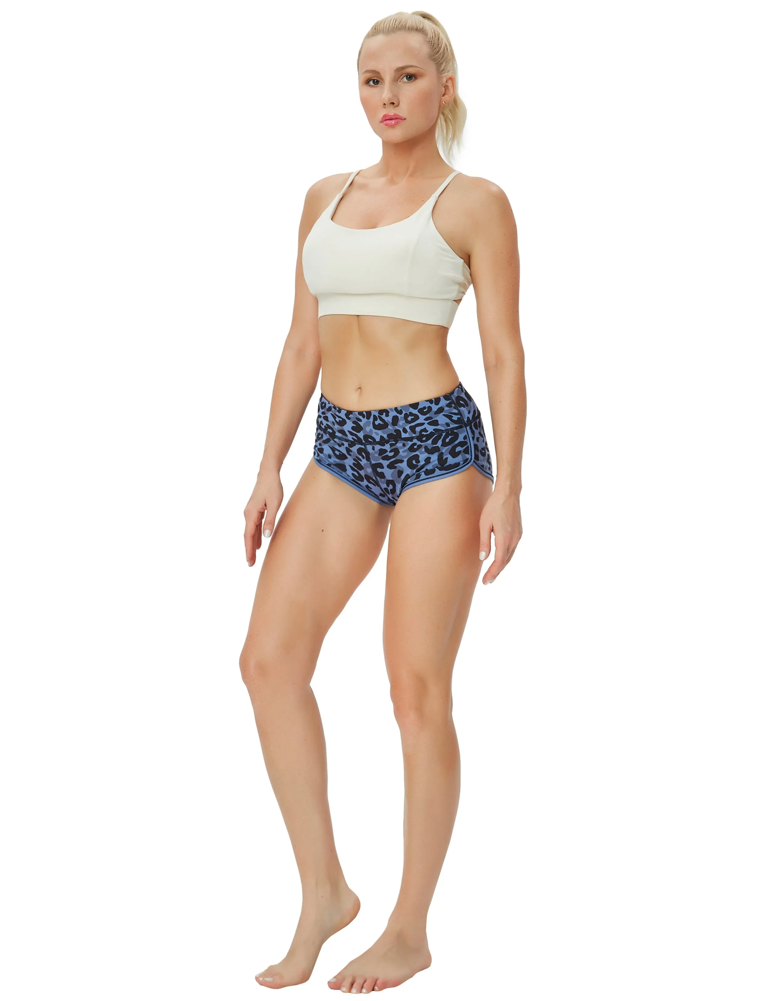 Printed Booty yogastudio Shorts navy_leopard_yogastudio