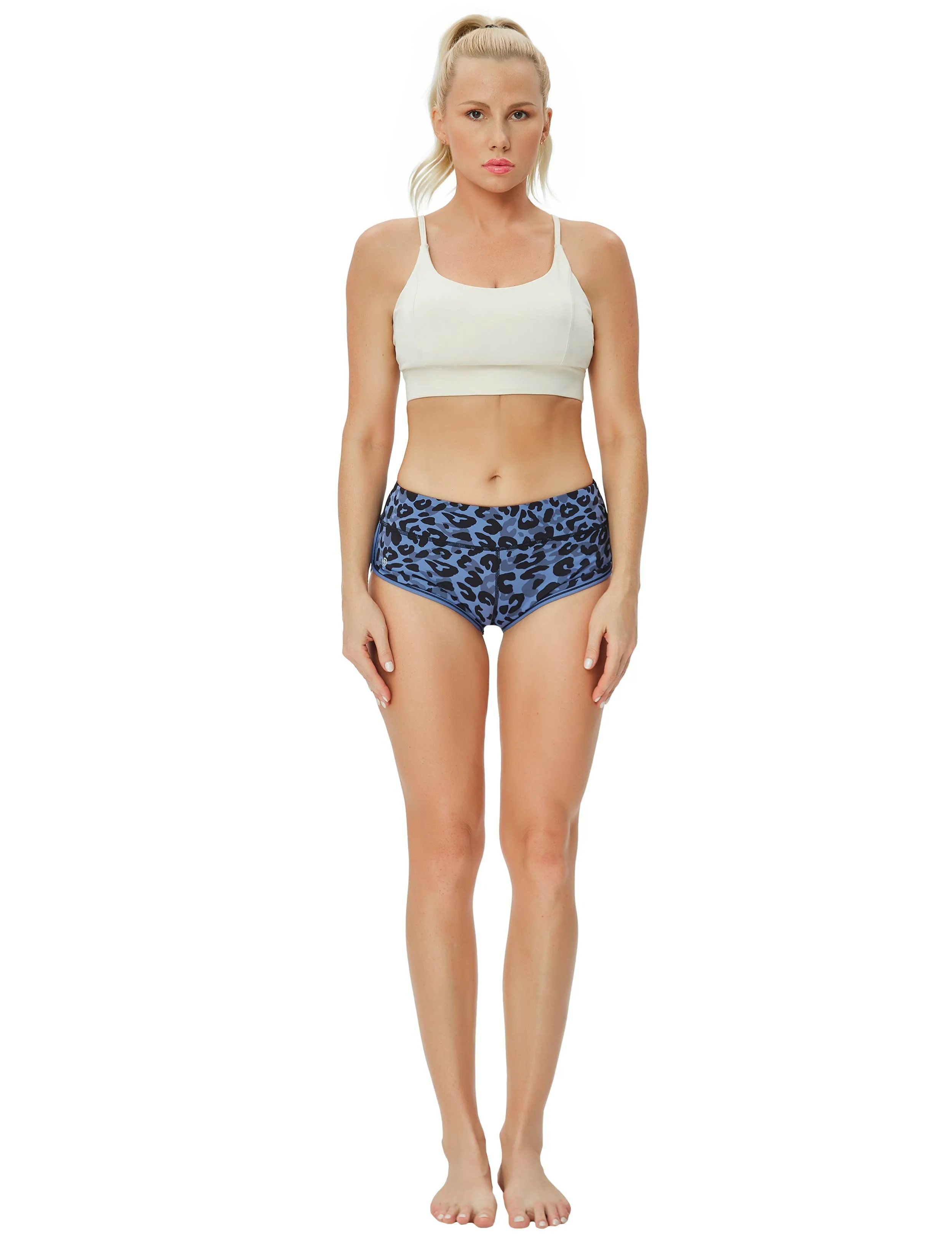 Printed Booty yogastudio Shorts navy_leopard_yogastudio