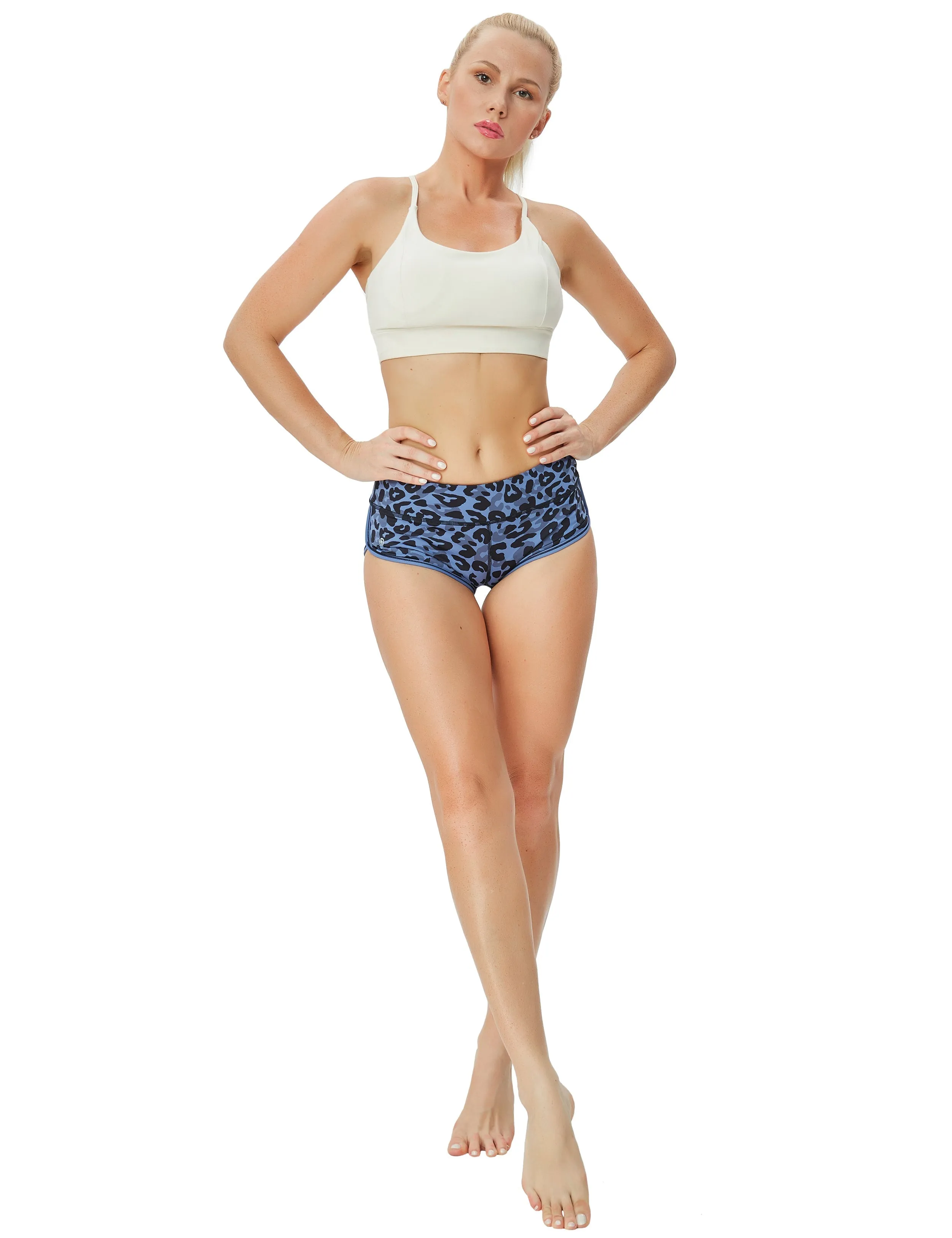 Printed Booty yogastudio Shorts navy_leopard_yogastudio