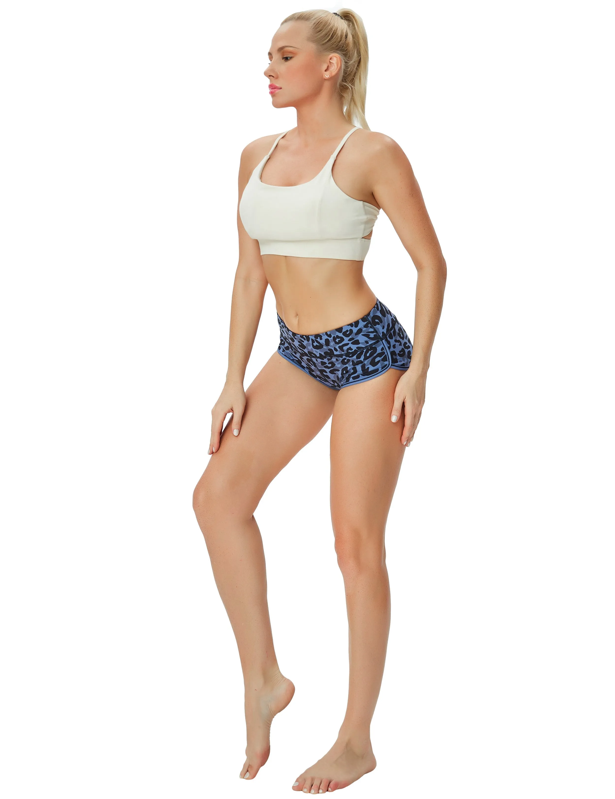 Printed Booty yogastudio Shorts navy_leopard_yogastudio