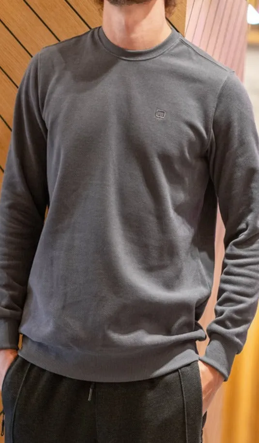 QL Round Collar Longline Sweatshirt in Dark Grey