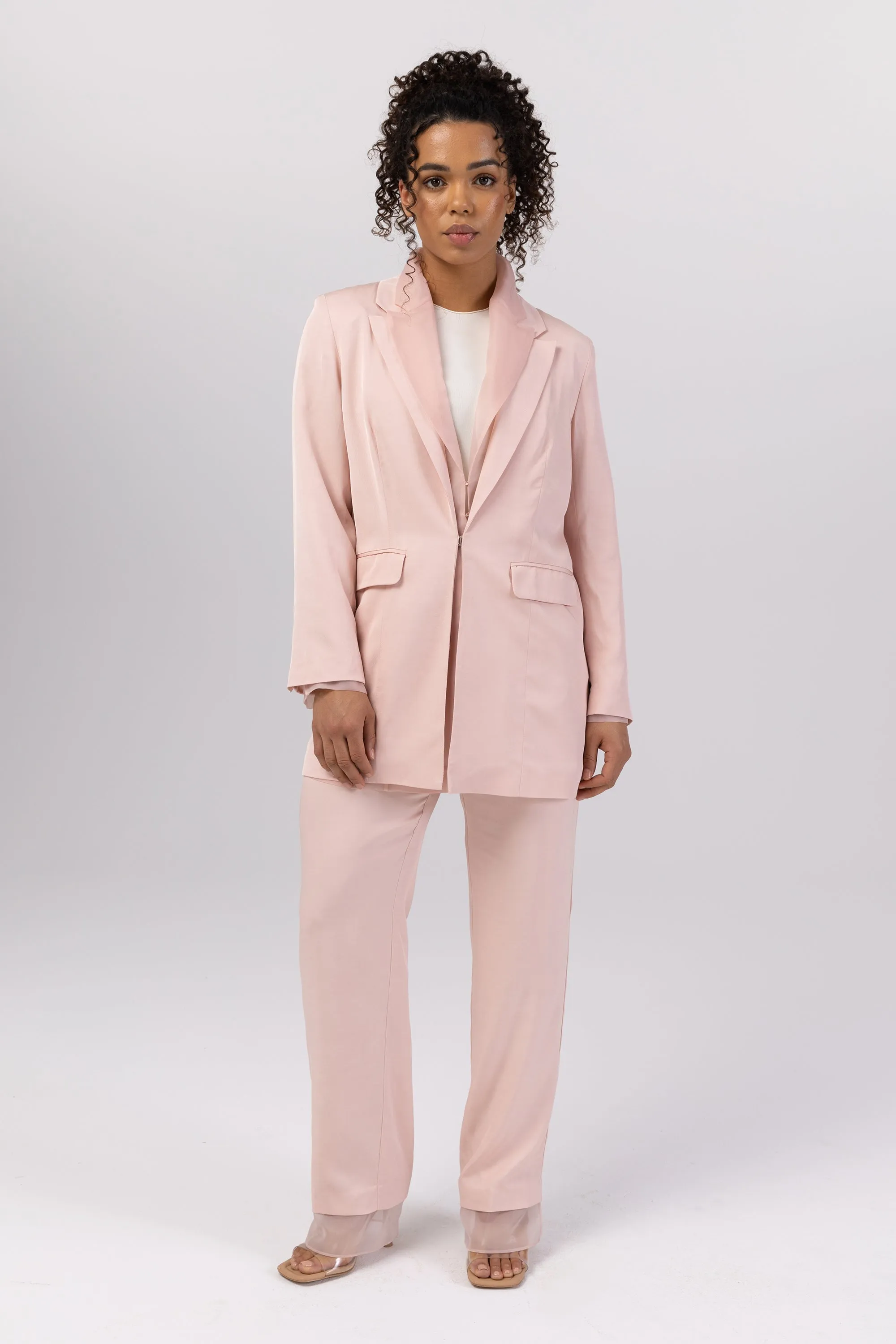 Rayan Organza Two Piece Blazer - Sepia Rose