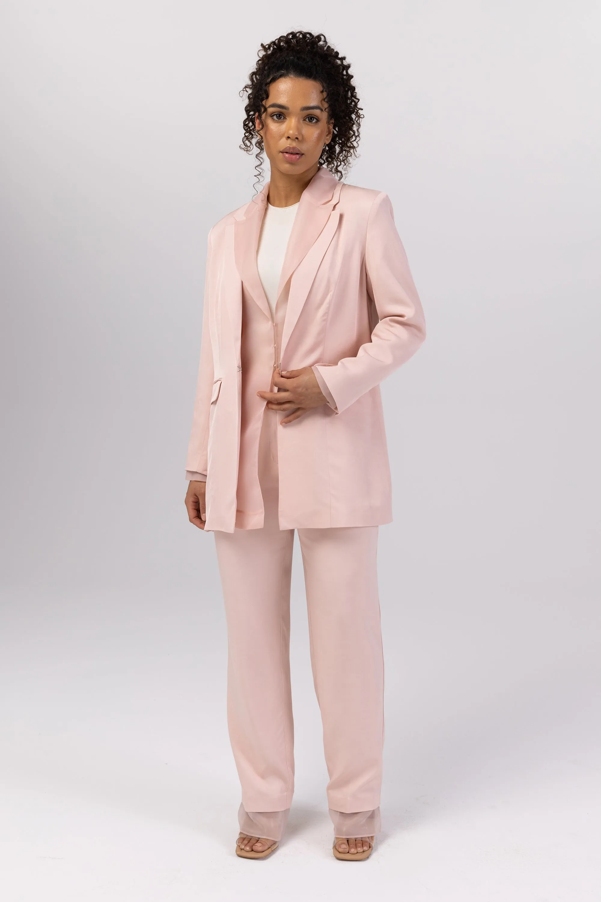 Rayan Organza Two Piece Blazer - Sepia Rose