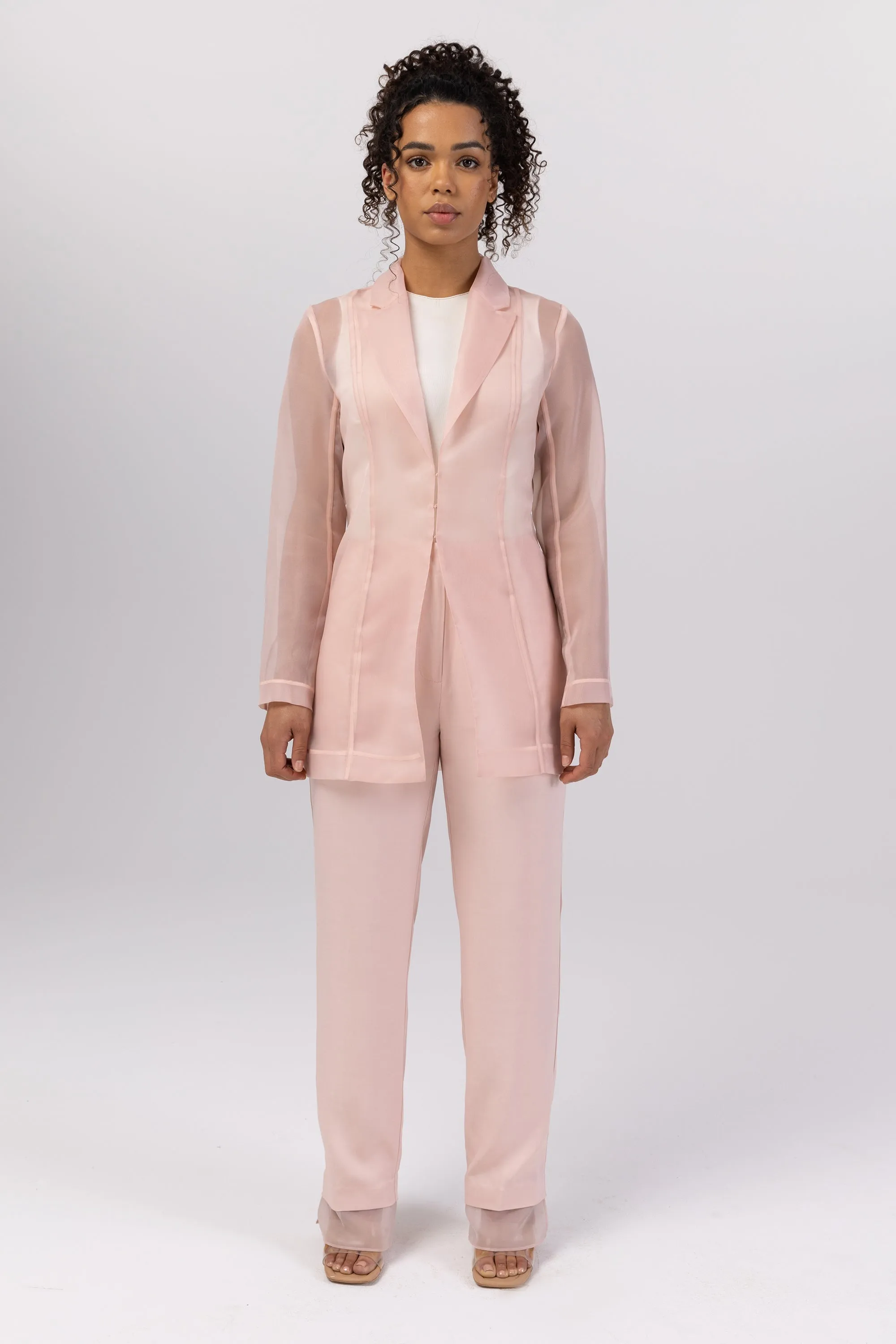 Rayan Organza Two Piece Blazer - Sepia Rose