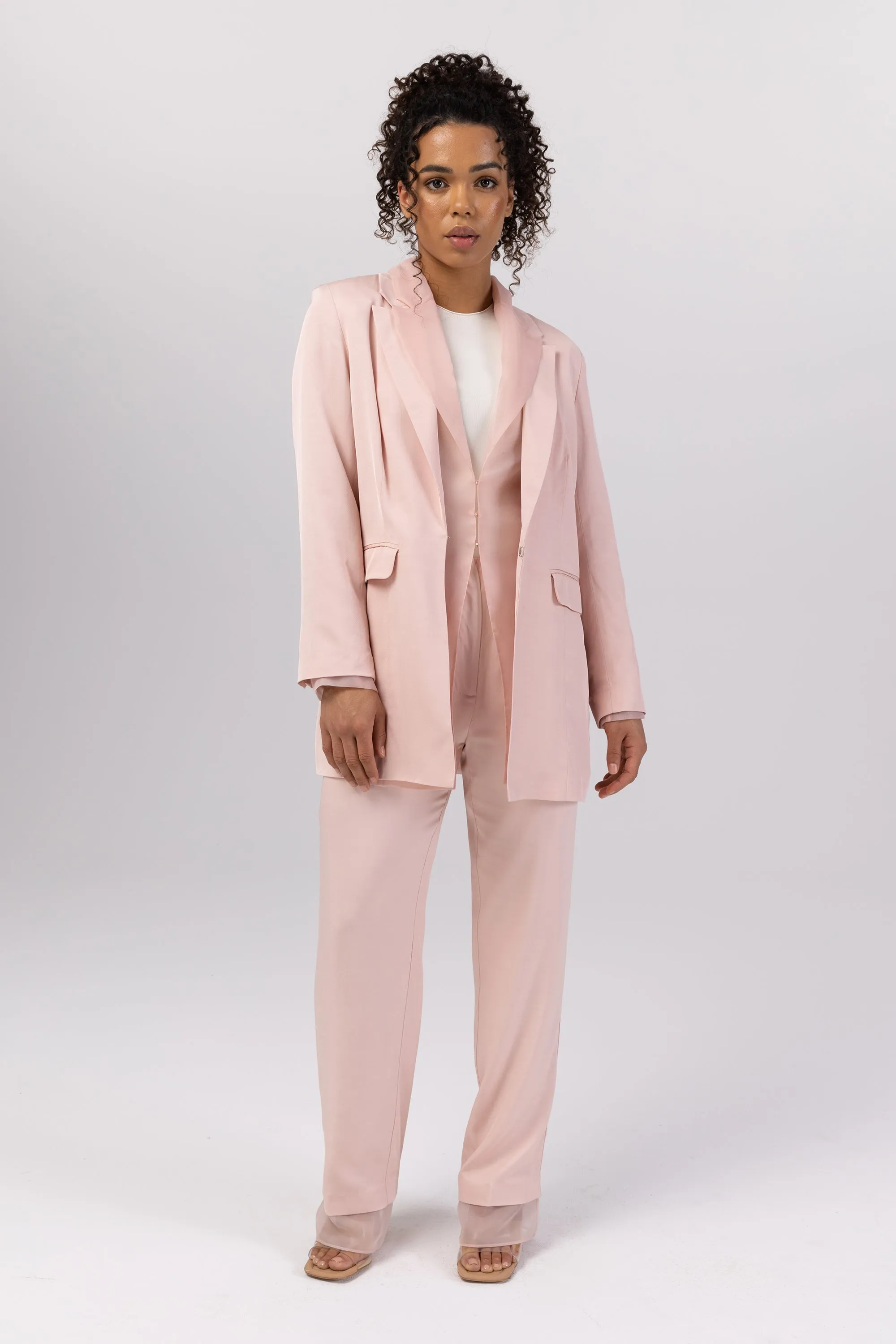 Rayan Organza Two Piece Blazer - Sepia Rose