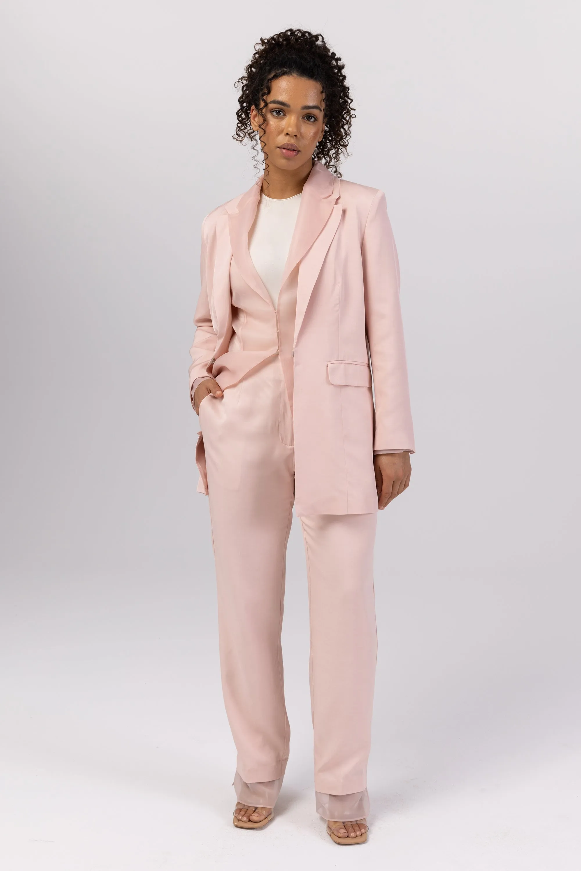 Rayan Organza Two Piece Blazer - Sepia Rose