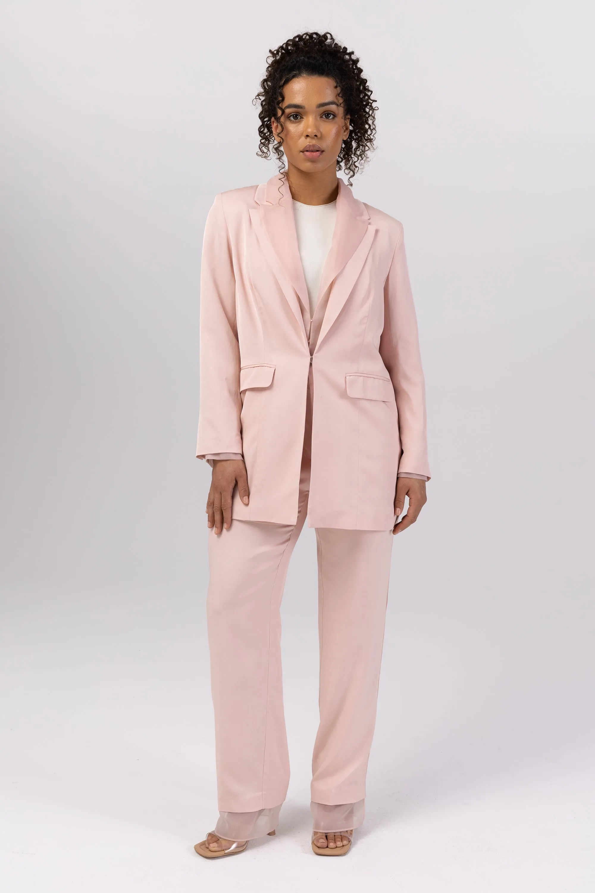 Rayan Organza Two Piece Blazer - Sepia Rose