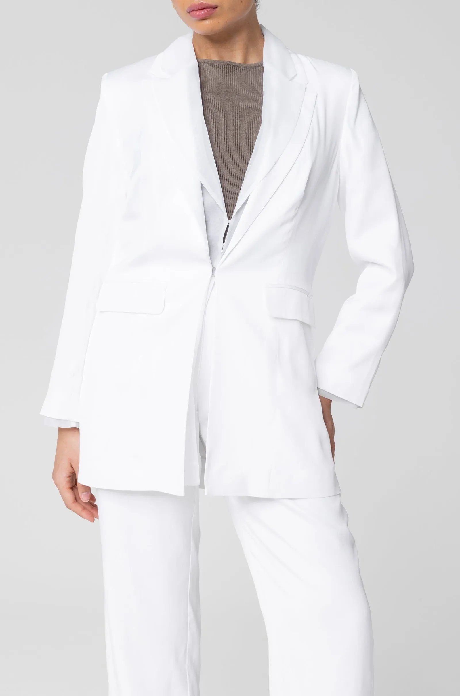 Rayan Organza Two Piece Blazer - White