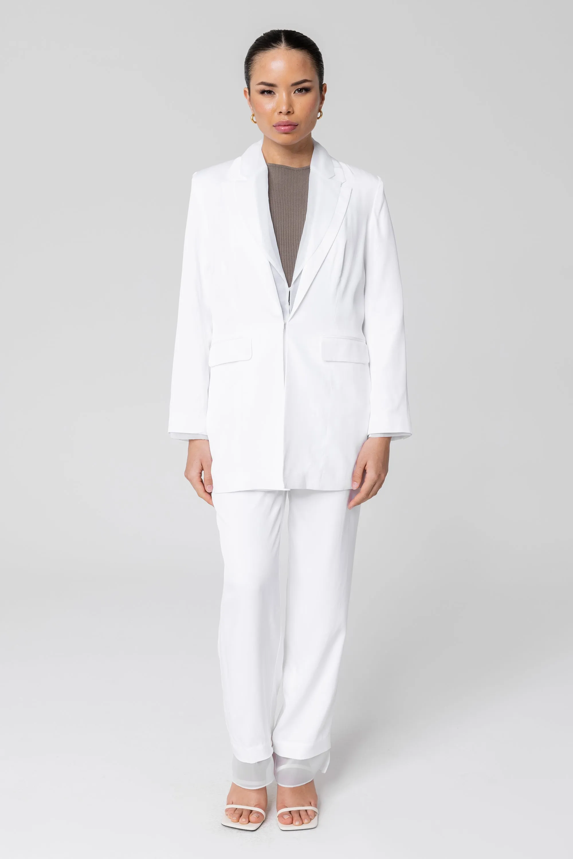 Rayan Organza Two Piece Blazer - White