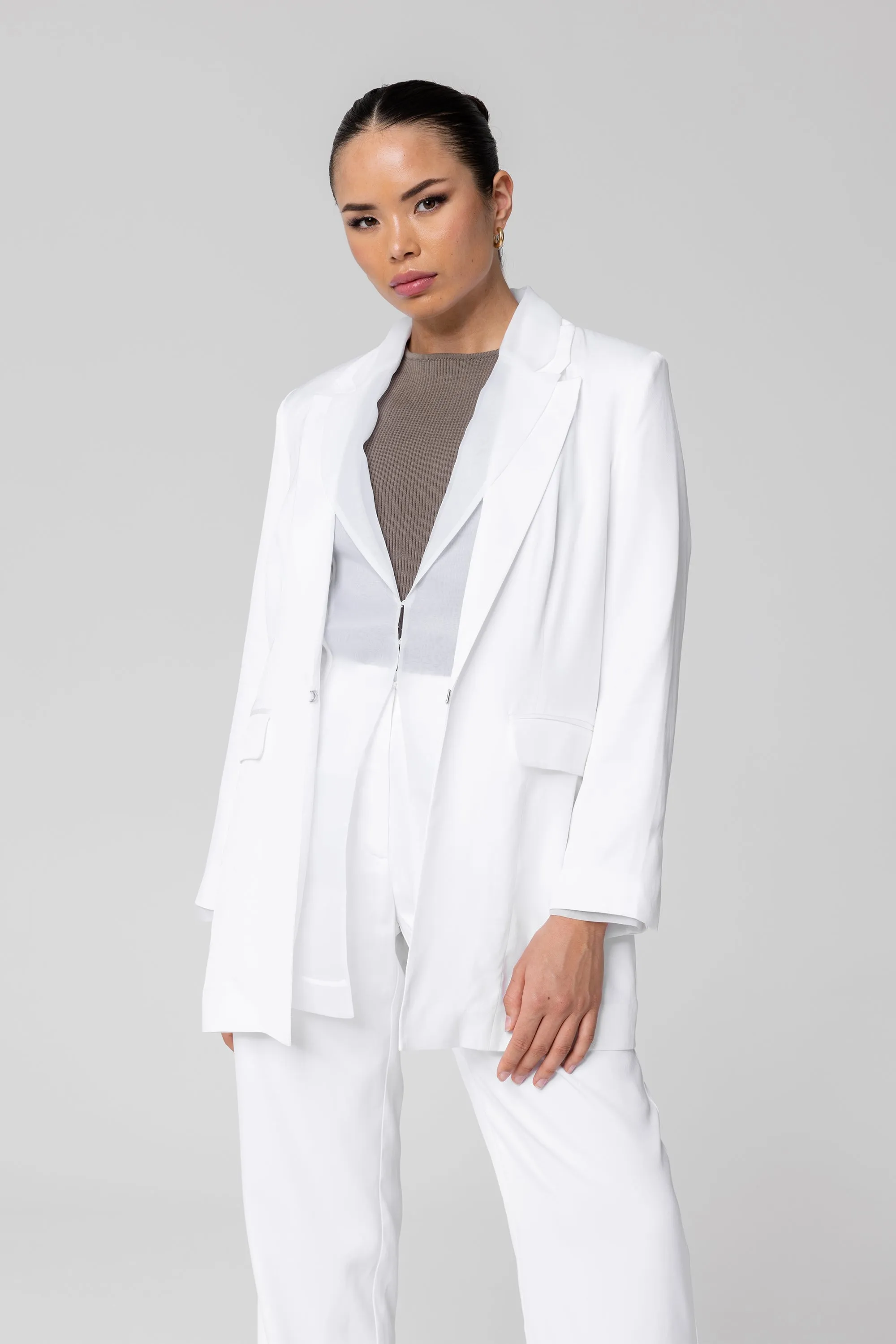 Rayan Organza Two Piece Blazer - White