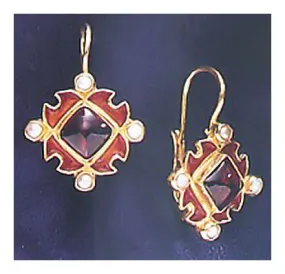 Renaissance Garnet and Pearl Earrings