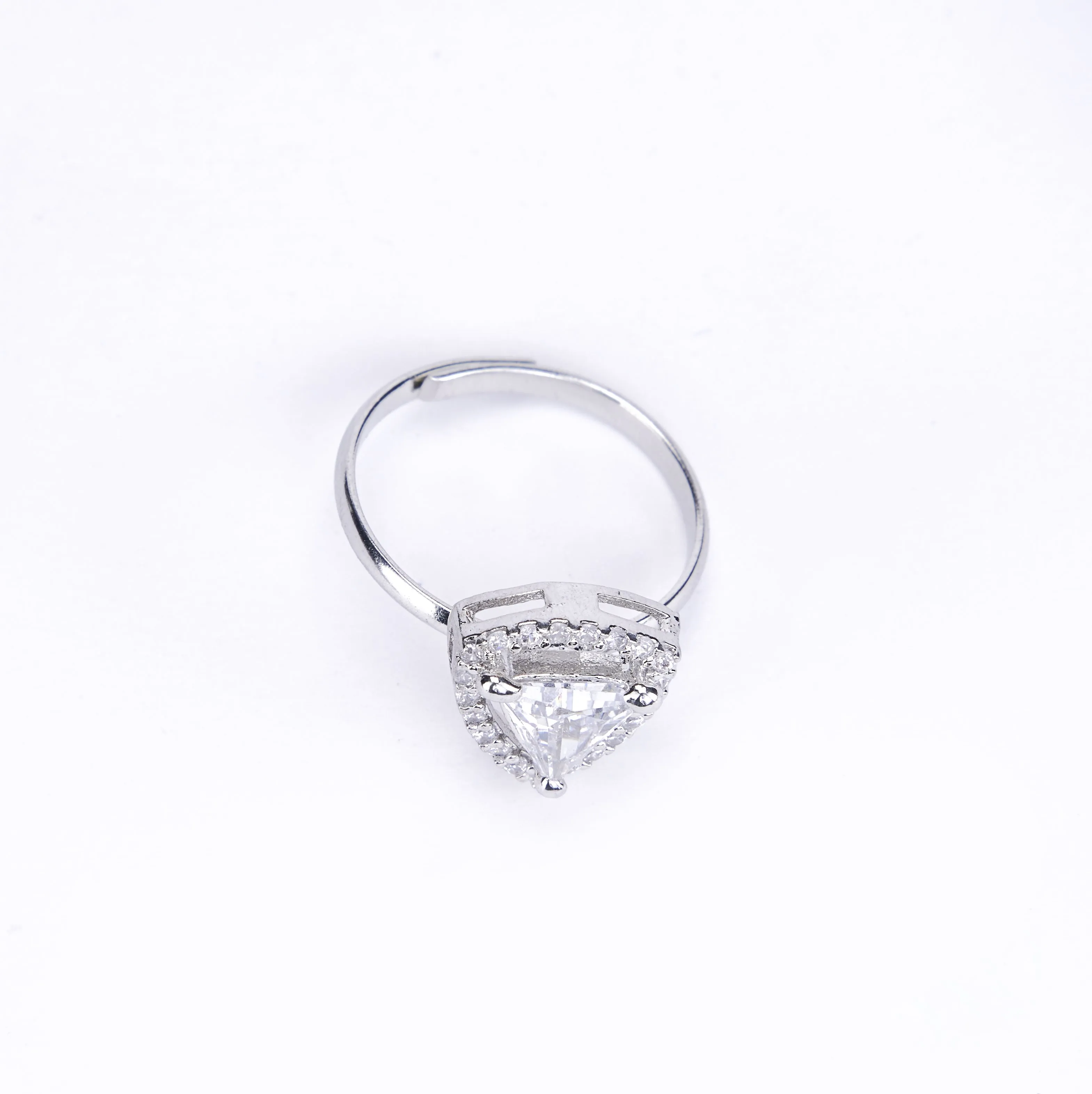 Rhodium White Cubic Zirconia Ring