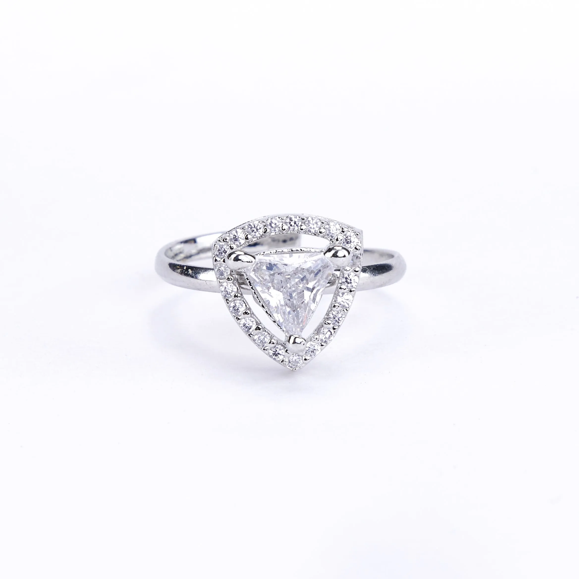 Rhodium White Cubic Zirconia Ring