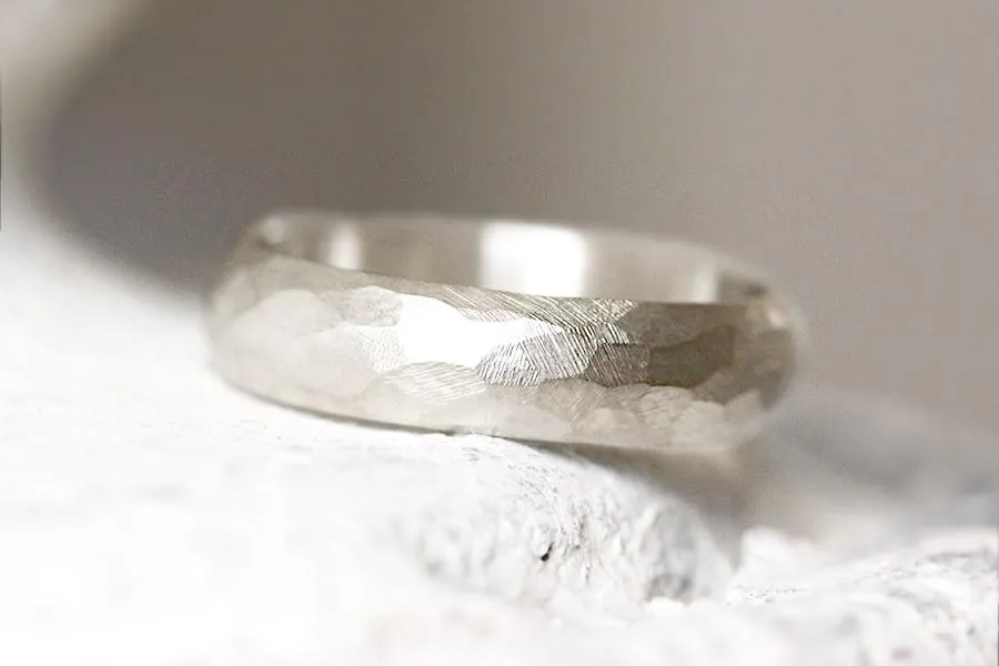 Rustic Faceted Half Round Band