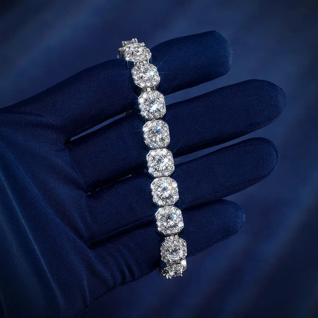 S925 Moissanite 10MM Clustered Tennis Bracelet