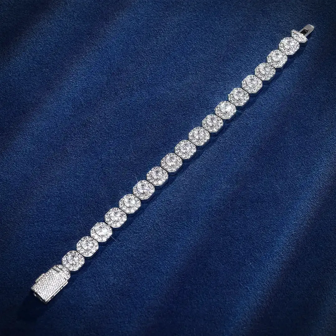 S925 Moissanite 10MM Clustered Tennis Bracelet