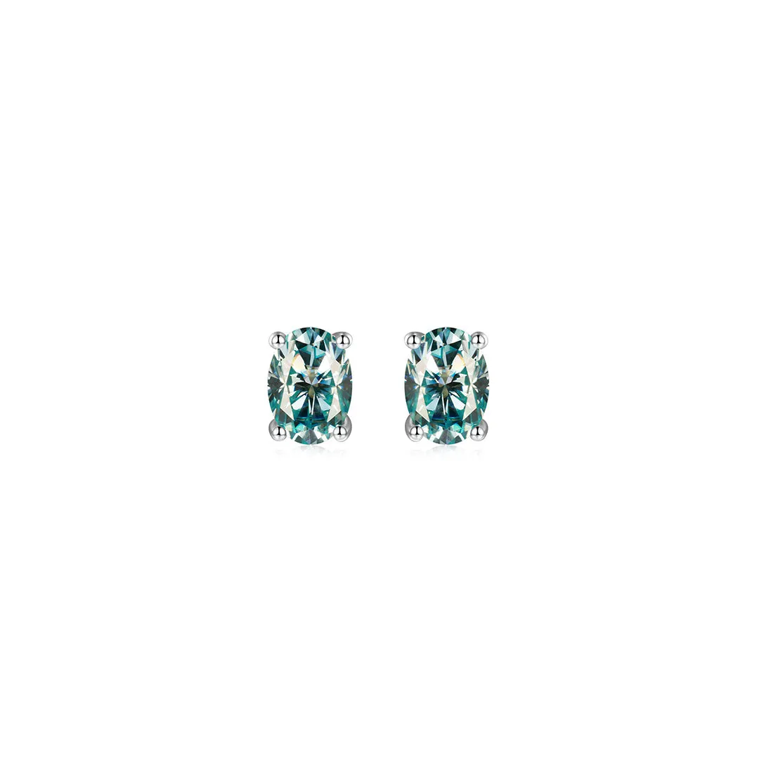 S925 Silver Oval cut Rare Color Moissanite Stud Earrings