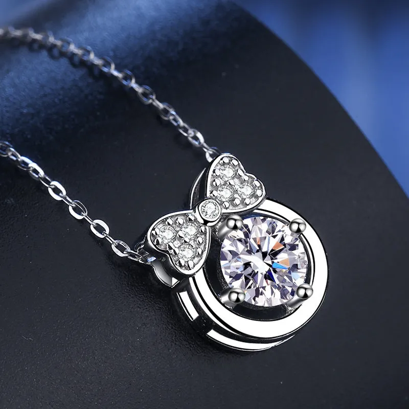 S925 Sterling Silver Ribbon Moissanite Necklace