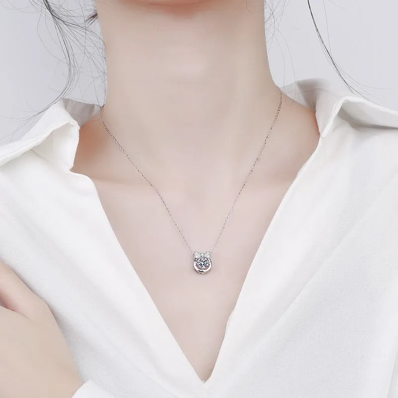 S925 Sterling Silver Ribbon Moissanite Necklace