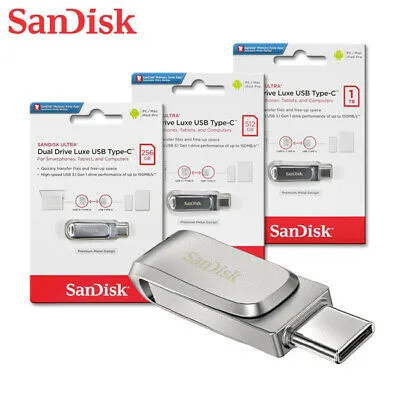 SanDisk Ultra Dual Drive Luxe USB Type C Flash Drive 2 in 1 Connector USB 3.1 Gen 1 Speed 150MB/s** 64GB 128GB 256GB 512GB 5 Years Warranty