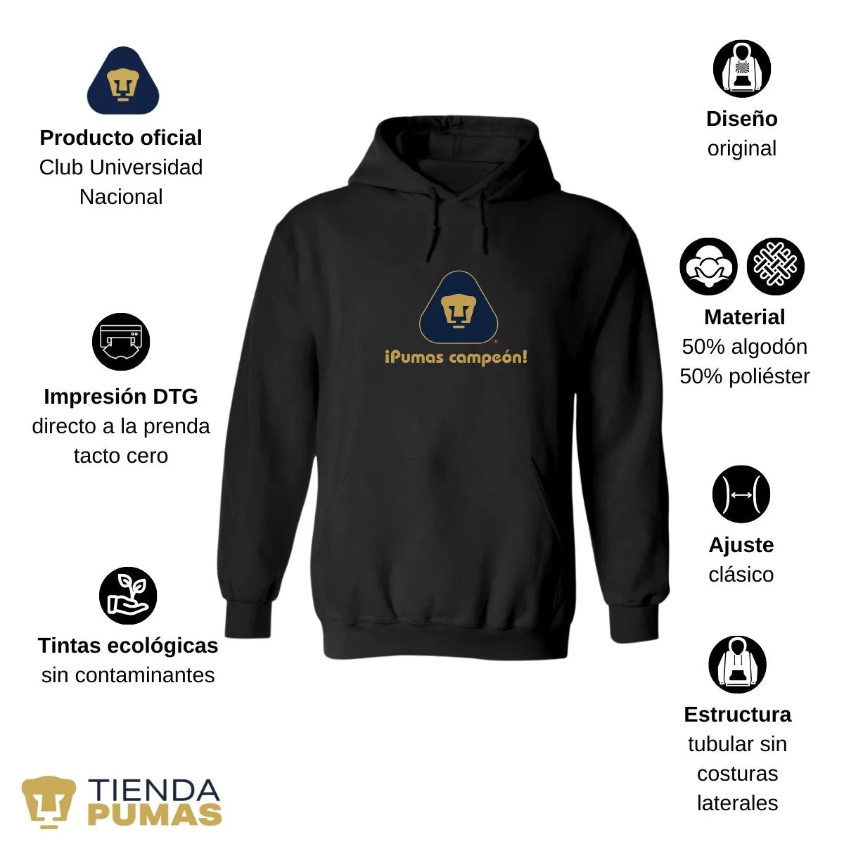 Sudadera Hombre Pumas UNAM campeón