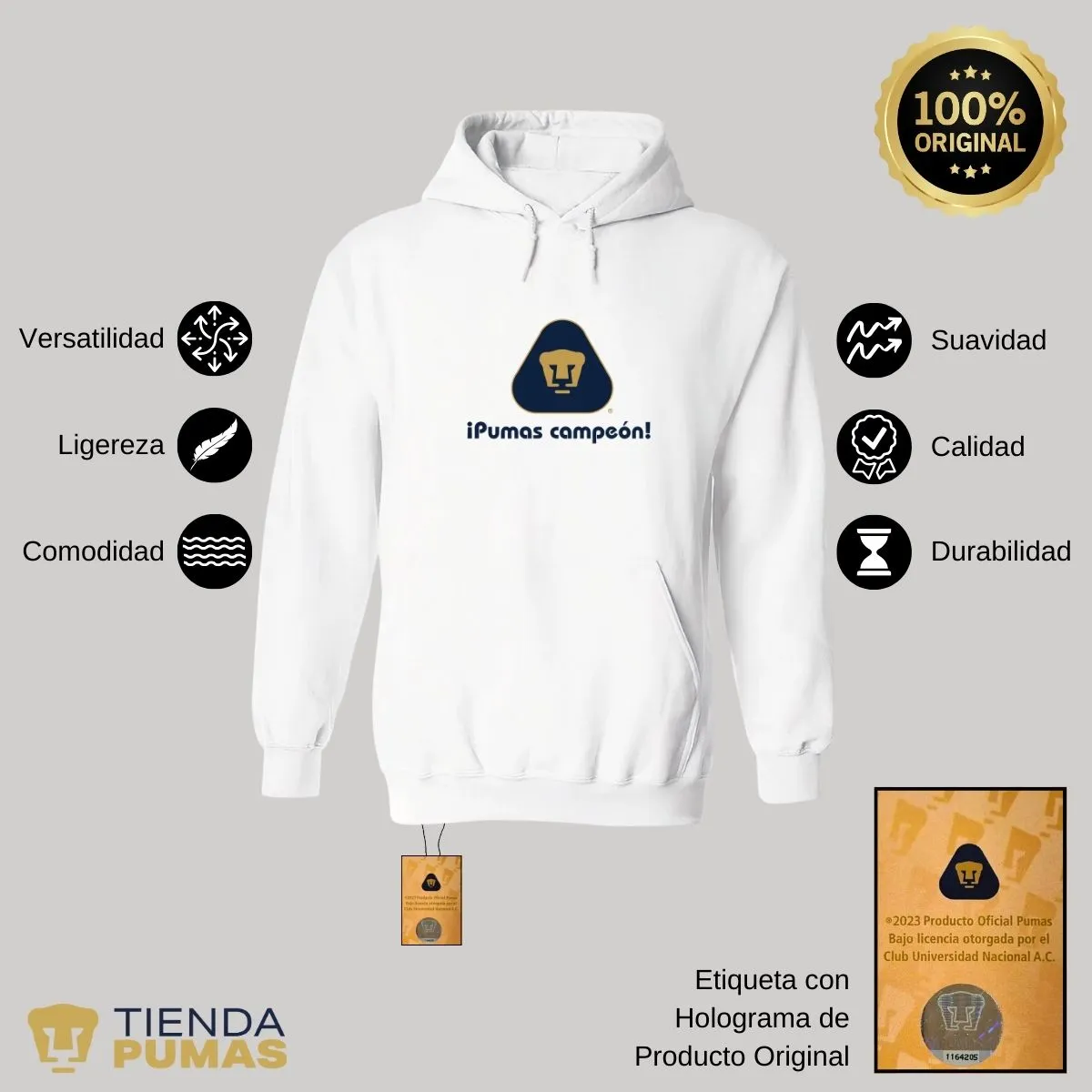 Sudadera Hombre Pumas UNAM campeón