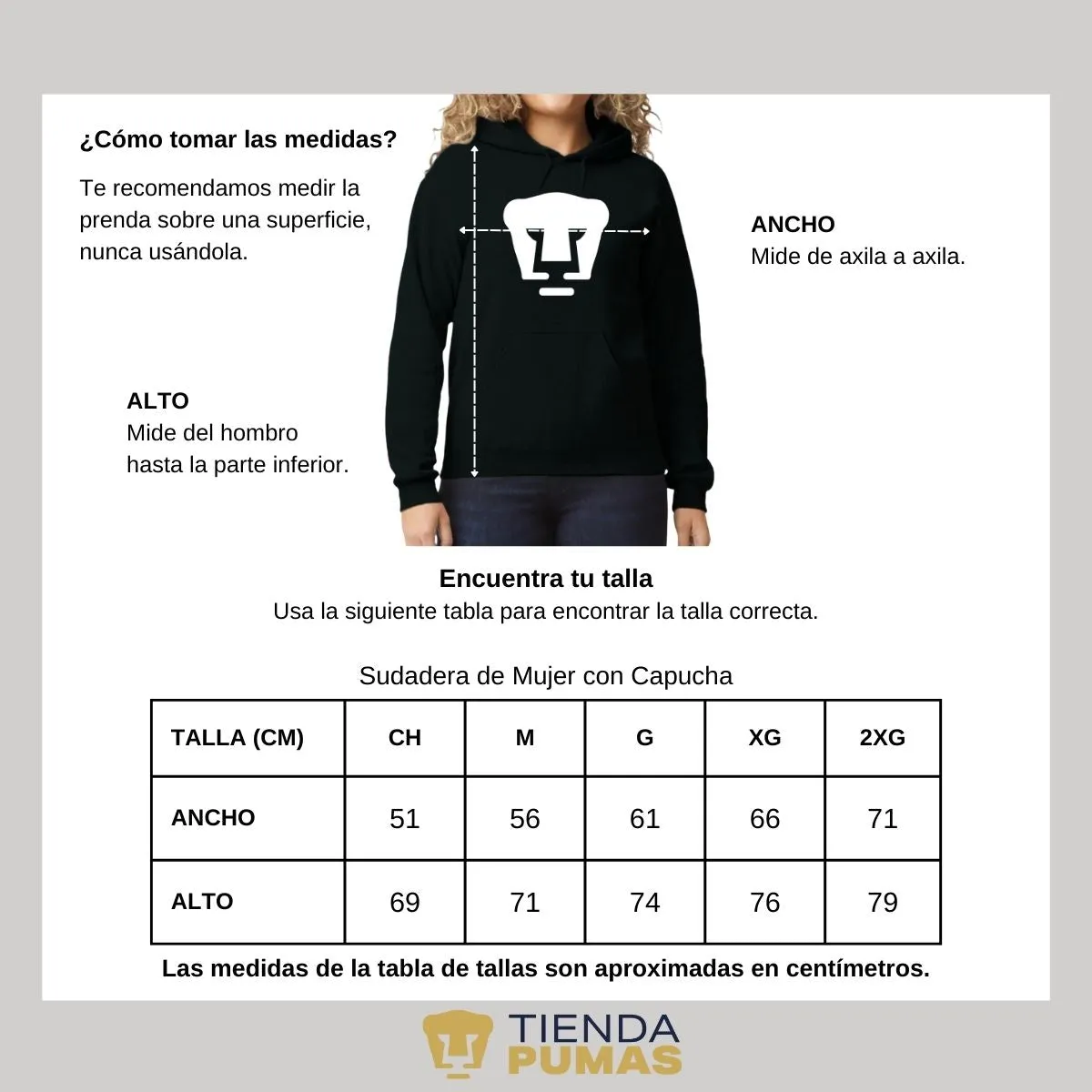 Sudadera para Mujer Hoodie Pumas UNAM Logo Blanco